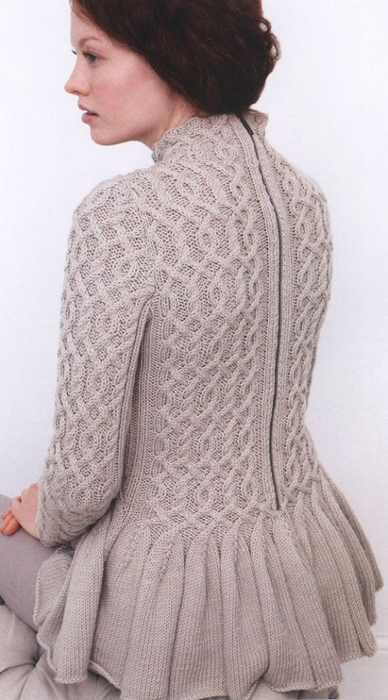 peplum cabled sweater knitting pattern