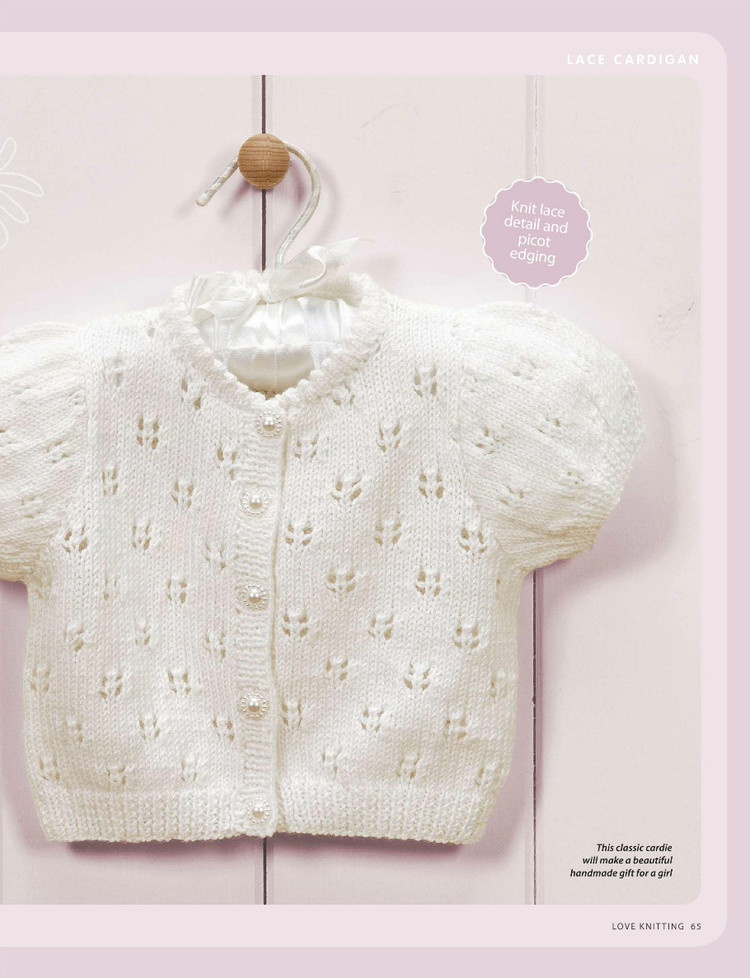 Short Sleeved Picot Detailed Baby Cardigan Pattern