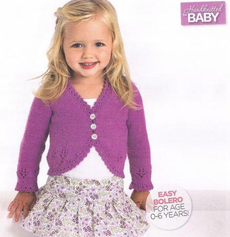 Babies and Girls Cardi Bolero Knit ~ Knitting Free