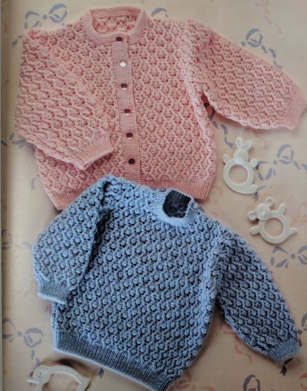 Textured baby cardigan and pullover pattern